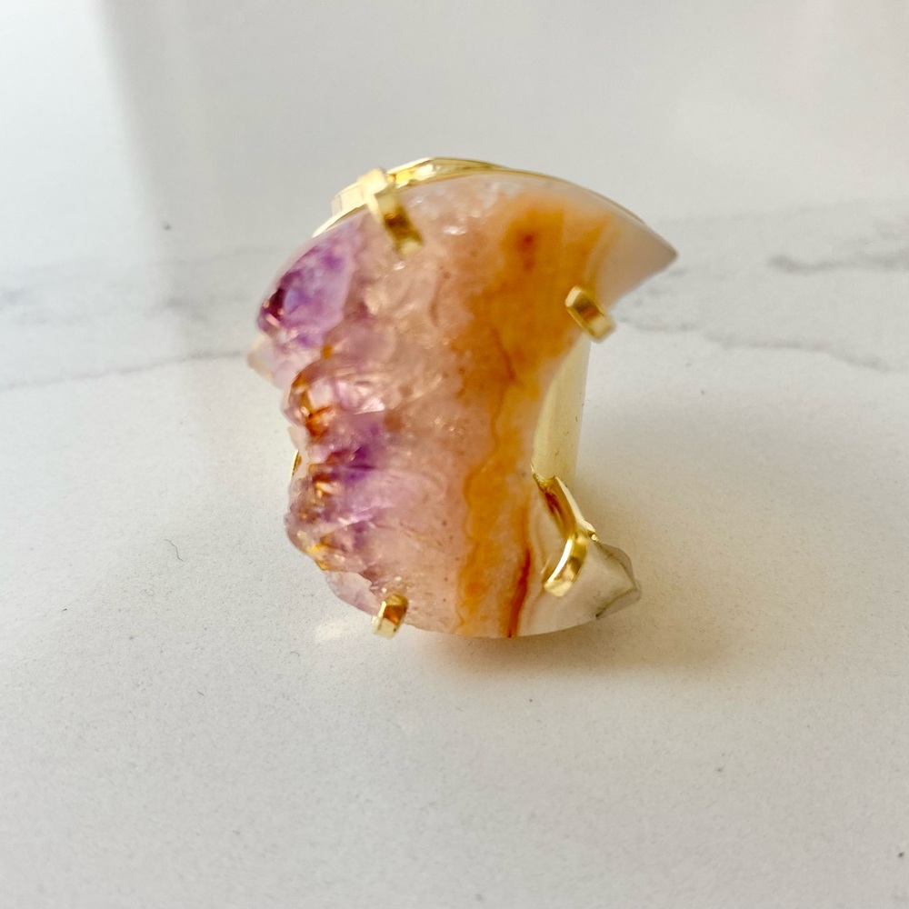 Hespera Crescent Moon Crystal Gemstone Ring